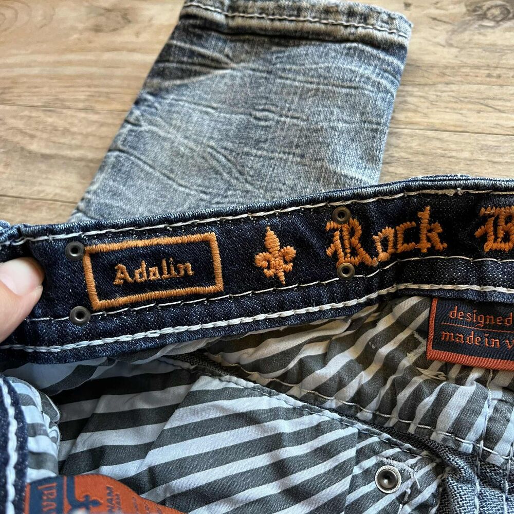 Rock Revival Jeans 26 Adalin Low Rise Ankle Skinny Stretch Jean Blue Grunge $172 - Picture 3 of 11